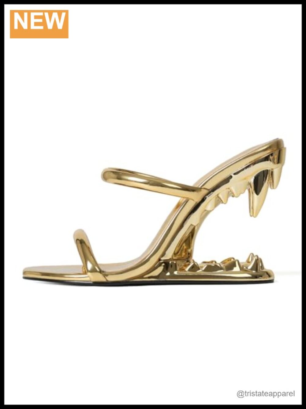 Wedge Sandals Strappy Heels Metallic Shark Teeth Slingback Open Toe Women